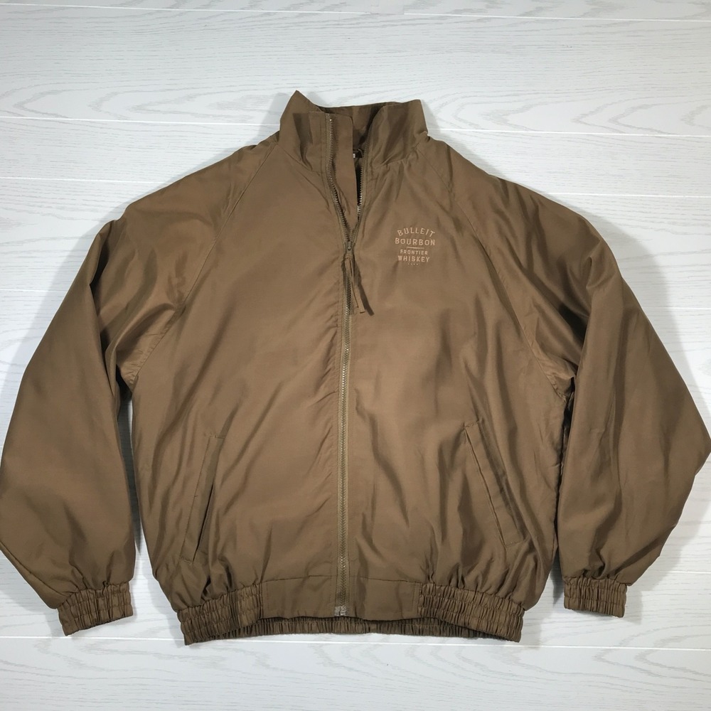 Vintage Bulleit Bourbon Whiskey Jacket Men L Brown Bomber Pro Classics Dad 90s